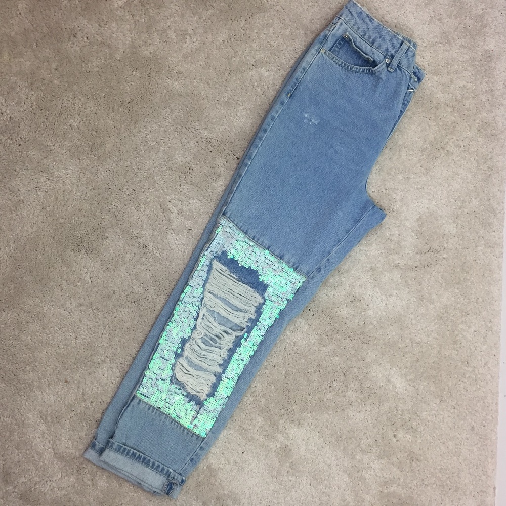 NWT Topshop MOM High Waist Jeans 28X30 Distressed